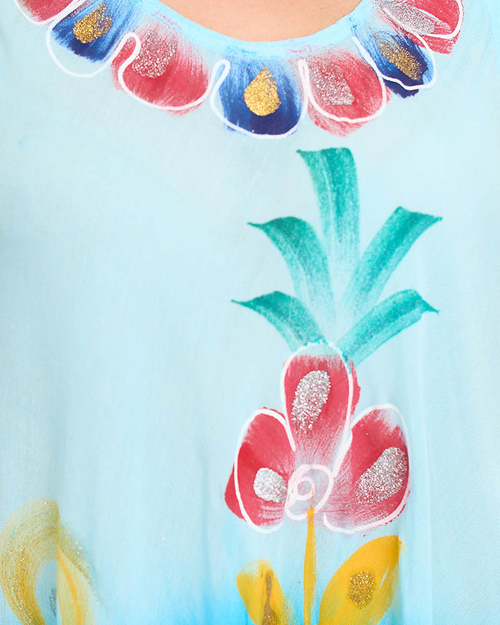 Жіноча блакитна пляжна сукня з квітковим візерунком - Одяг