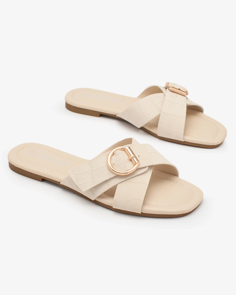 Royalfashion Beige Damen-Flip-Flops mit Prägung Koceva