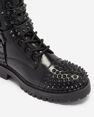 Schwarze Damenstiefel mit Nieten Fioppo - Schuhe