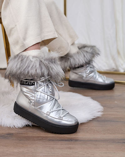 Royalfashion Сліпони сріблясті черевики а-ля снігоступи жіночі Efilayla