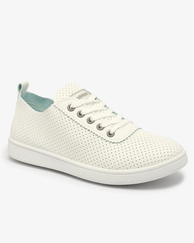 Royalfashion Weiße durchbrochene Damen-Tennisschuhe mit grauen Einsätzen Kerigina