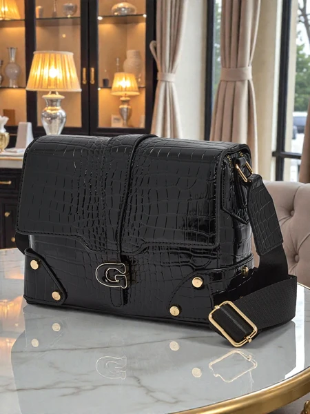 Lackierte kleine Damenhandtasche aus Öko-Leder Lune Mua