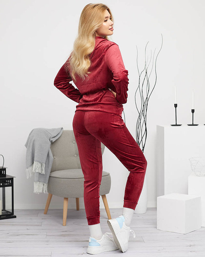 Kastanienbraunes Damen-Sweatshirt-Set mit Aufdruck und Perlen - Kleidung