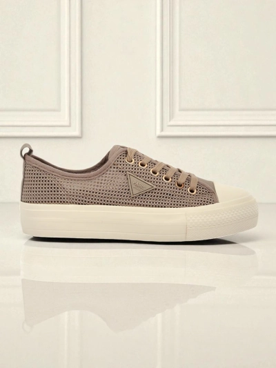 Damen Sneaker Hypatia Mesh hellbraun für den Sommer flache Sohle 3cm