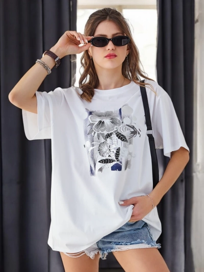 Royalfashion Damen Baumwoll-T-Shirt mit Print