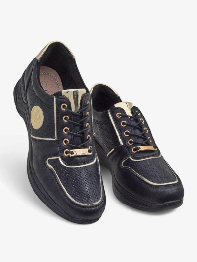Damen-Sneakers mit Keilabsatz Callista Nero Öko-Leder schwarz