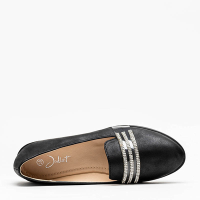 Schwarze Damenmokassins mit Zirkonia von Kremssa - Schuhe