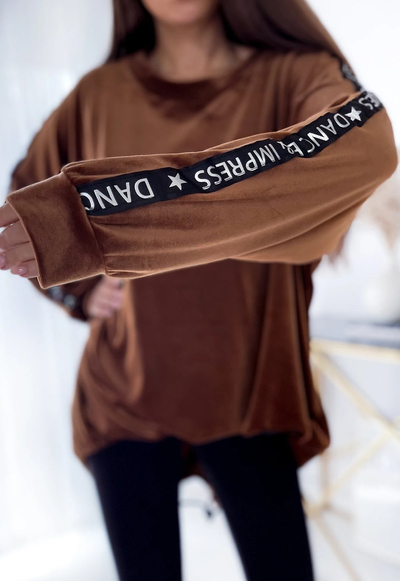 Royalfashion Braune Damen-Tunika mit Kordelzug