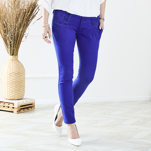 Damen Stoffhose in Kobalt - Kleidung