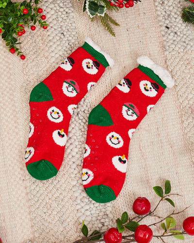 Rote Damensocken mit Weihnachtsmuster - Unterwäsche
