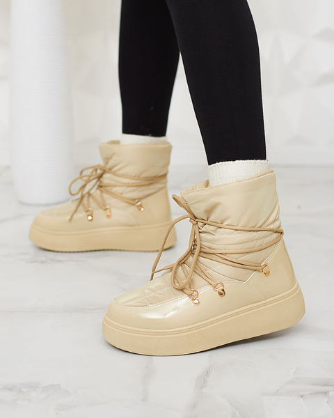 Royalfashion Damen Schlupf-Schneestiefel in hellbraun Dabenda