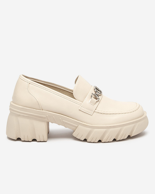 Beige Damenschuhe auf massiver Terima-Sohle - Schuhe
