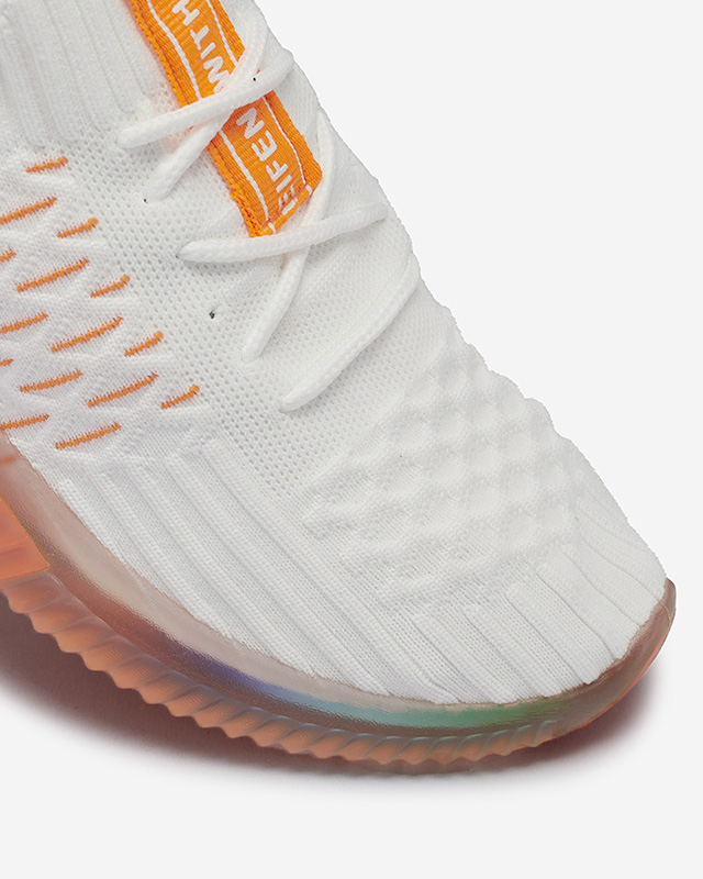 Weiße Damen-Sportschuhe mit orangefarbener Sohle Fimmi - Footwear
