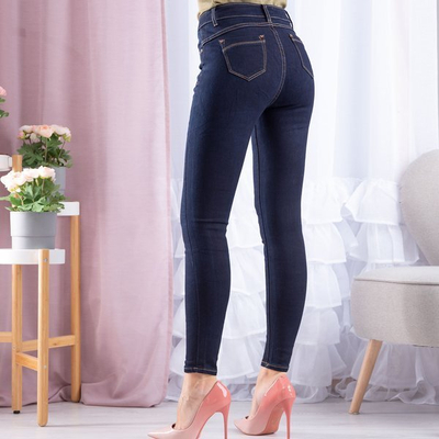 Dunkelblaue Hose mit hoher Taille - Hose 1