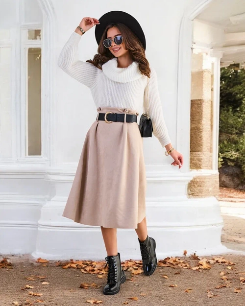 Жіноча міді-спідниця Royalfashion a' la suede