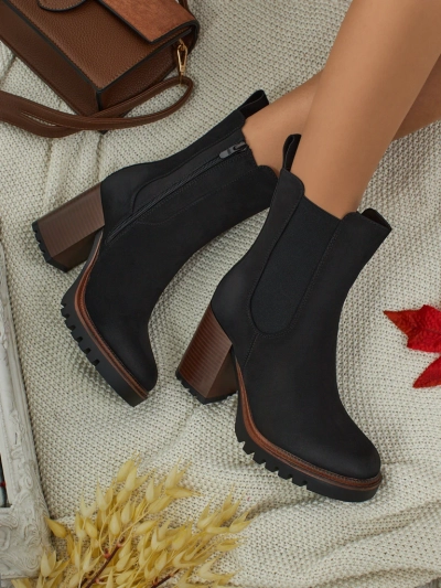 Damen Stiefeletten Soreya aus Wildlederimitat mit Blockabsatz