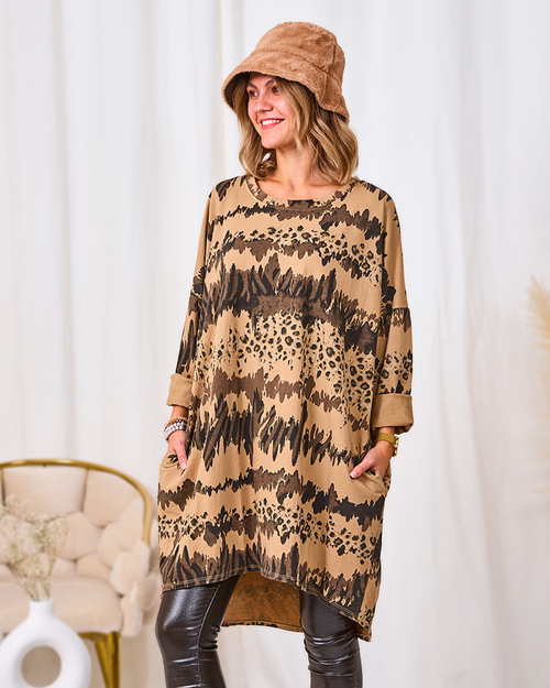 Royalfashion Сукня з візерунком жіноча світло-коричнева