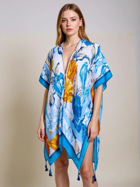 Pareo Callista – farbenfrohes Royalfashion Strandkleid mit V-Ausschnitt
