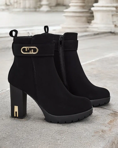 Royalfashion Damen Stiefeletten mit Keilabsatz Effe