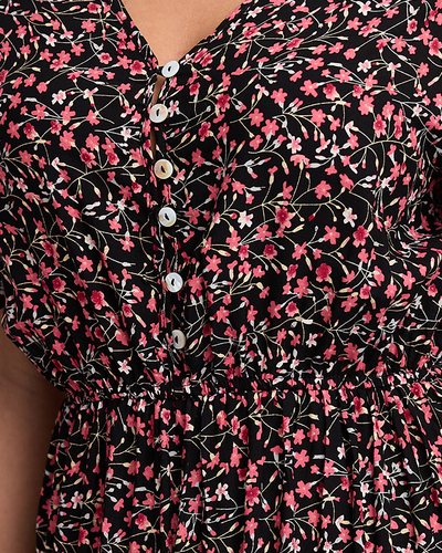 Schwarzes langes Sommerkleid für Damen mit Blumen - Kleidung