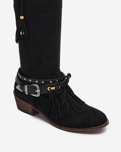 Schwarze Damen-Cowboystiefel mit Clarosai-Verzierungen - Schuhe