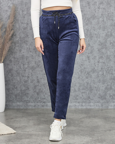 Жіночі темно-сині велюрові спортивні костюми PLUS SIZE - Одяг