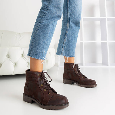 Dunkelbraune Damentaschen mit dekorativen Abrieb Tusyon - Schuhe