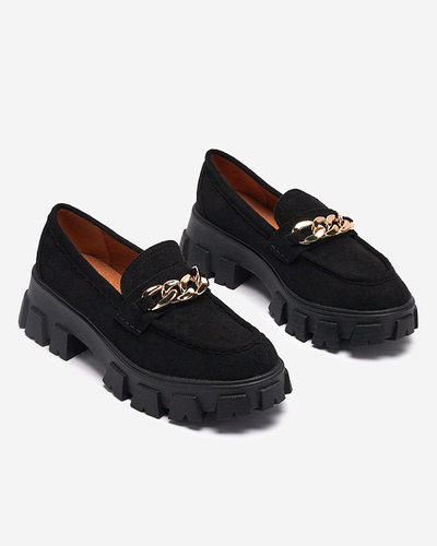 Чорні жіночі туфлі із золотистим орнаментом Quesil - Взуття