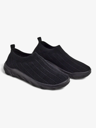 Damen-Sneakers Andromeda Nero – schwarze, leichte Textilschuhe mit flacher Sohle