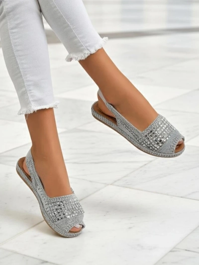 Royalfashion Damen Espadrille-Sandalen mit Zirkonia Belle Sparkle