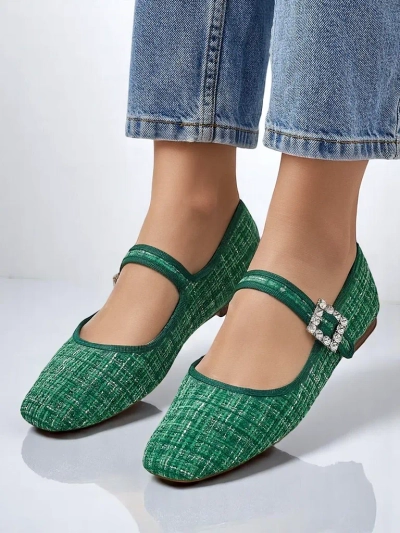 Royalfashion Жіночі клітинчасті балетки з пряжкою та ремінцем Riffos