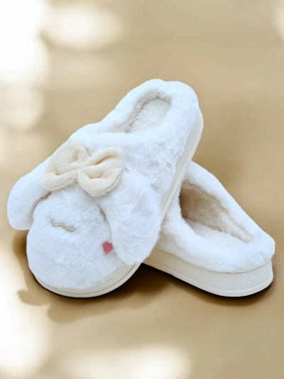 Royalfashion Damen-Fellslipper mit einer Schleife Savos