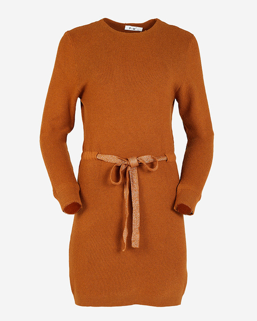 Коричнева кофта-туніка з коміром-стійкою