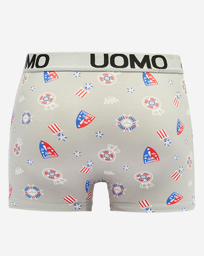 Hellgraue Herren-Boxershorts mit modischem Aufdruck - Unterwäsche