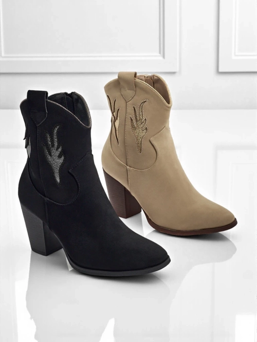 Ковбойки жіночі на підборах з декоративними вставками Cendria