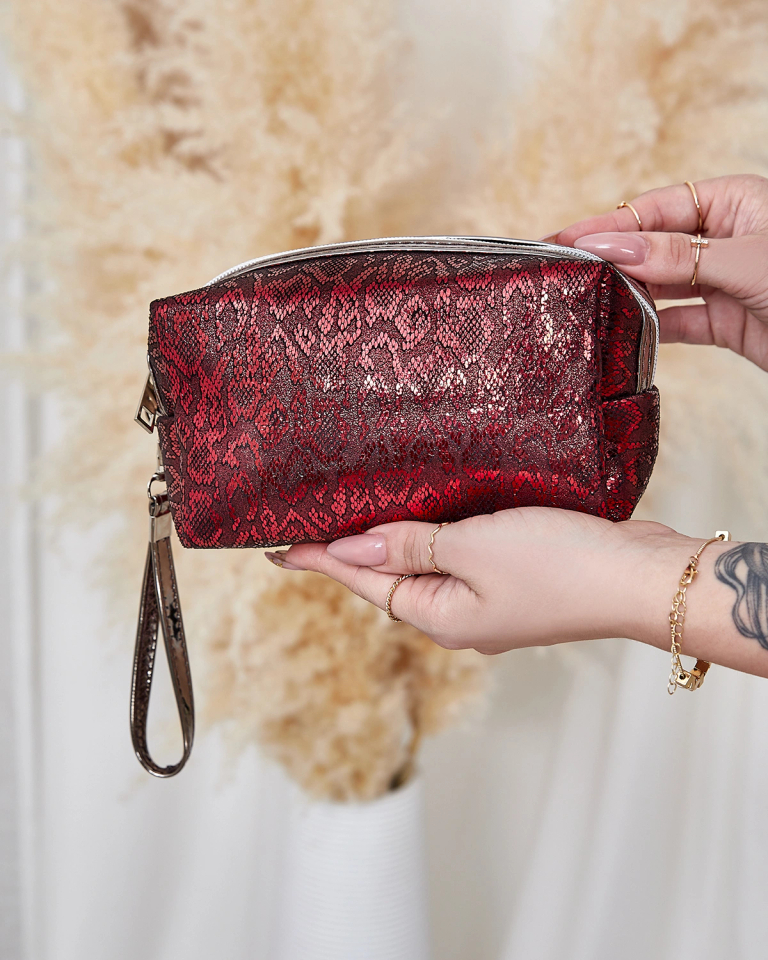 Royalfashion Maroon Glitter Cosmetic Bag