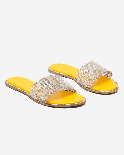 Gelbe Damenpantoffeln mit Zirkonia Verina - Schuhe