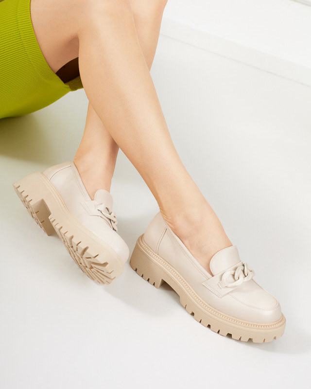 Beige Damenschuhe aus Öko-Leder mit Kette Konera - Schuhe