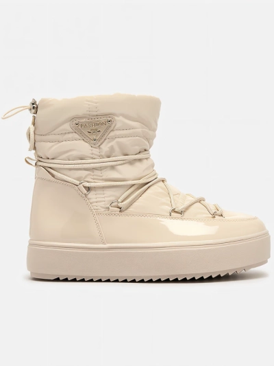 Royalfashion Damen-Schlupfstiefel a'la Schneestiefel in Beige Vevnose