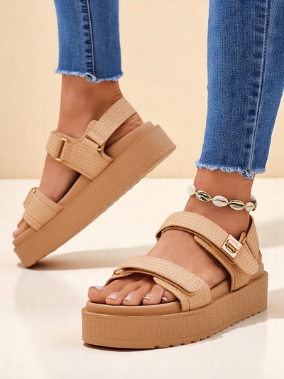 Damen Sandalen Royalfashion Beige Lavinia mit Plateau – bequemer Sommer