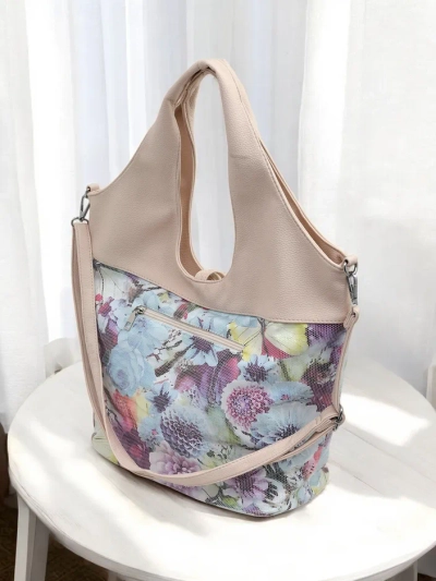 Royalfashion Große Eco-Leder-Tasche mit Blumen