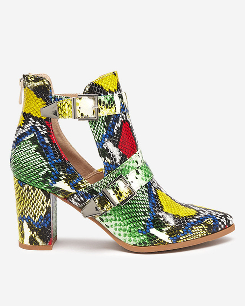 Синьо-жовті чоботи на полотні з тисненням Alolica - Взуття