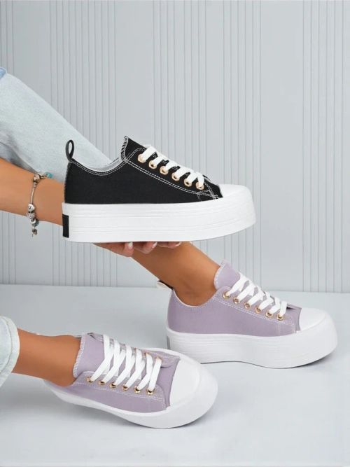 Фіолетові жіночі кеди Callista на платформі – літо/осінь, плоский каблук