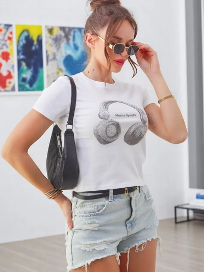Royalfashion Damen Baumwoll-T-Shirt mit Musikdruck
