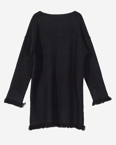 Schwarzer Damen-Pullover mit Fransen - Kleidung