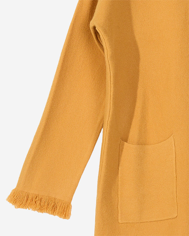 Gelber Damen-Tunika-Pullover mit Fransen - Kleidung