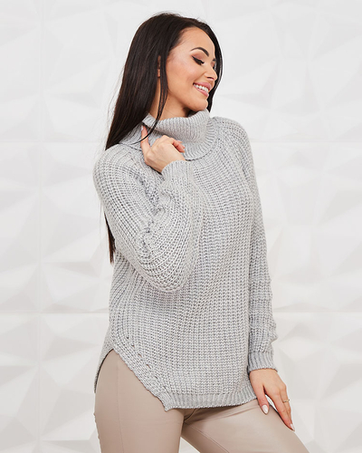 Royalfashion Hellgrauer Damen-Rollkragenpullover