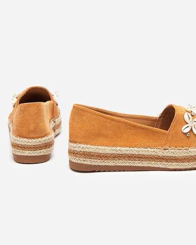 Hellbraune Damen-Espadrilles mit Izira-Dekorationen - Schuhe