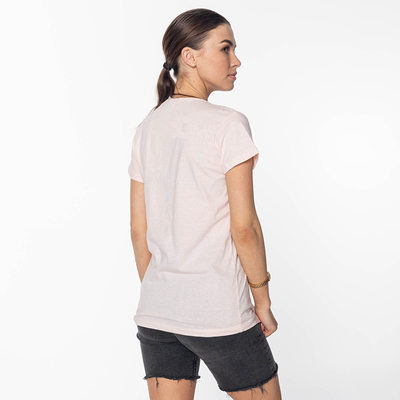 Puderfarbenes Damen-T-Shirt mit FASHION-Clothing-Aufdruck