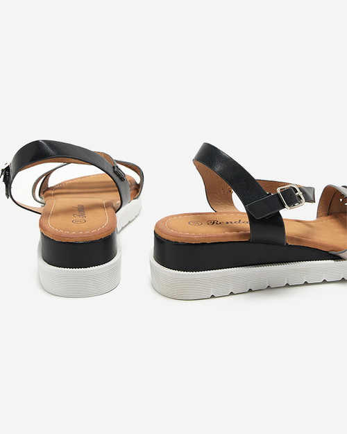 Чорні жіночі босоніжки на низькій танкетці Dotif - Взуття